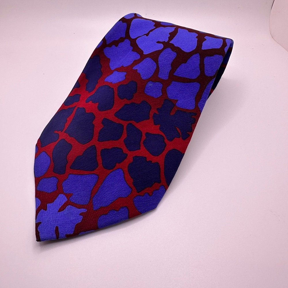 The Nature‎ Conservancy Karen Bierce Silk Giraffe Print Tie Purple Blue Red
